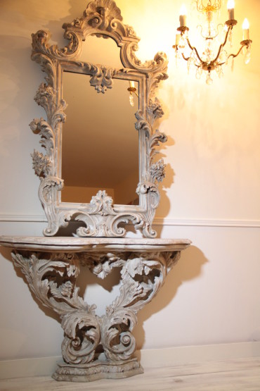 Italian Vintage and very unique Mirror with console, from early XX century
