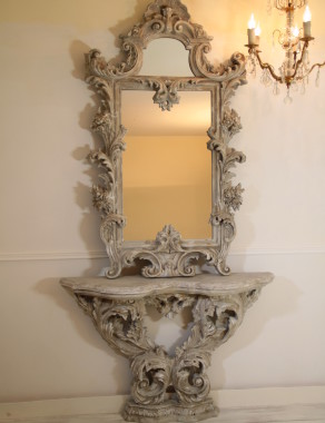 Italian Vintage and very unique Mirror with console, from early XX century