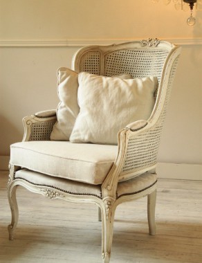 Vintage French Louis XV Style Armchair with cane back and sides