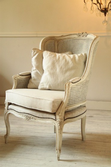 Vintage French Louis XV Style Armchair with cane back and sides
