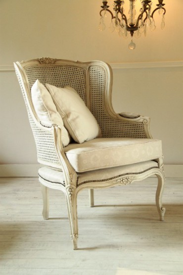 Vintage French Louis XV Style Armchair with cane back and sides