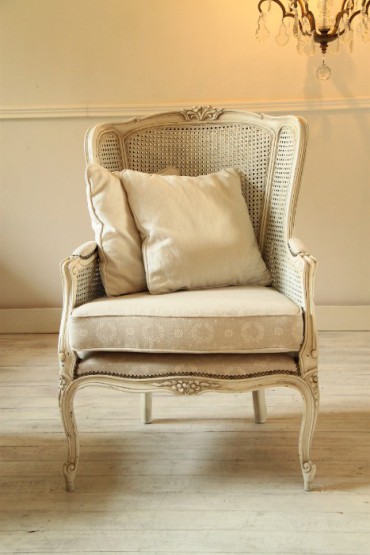 Vintage French Louis XV Style Armchair with cane back and sides